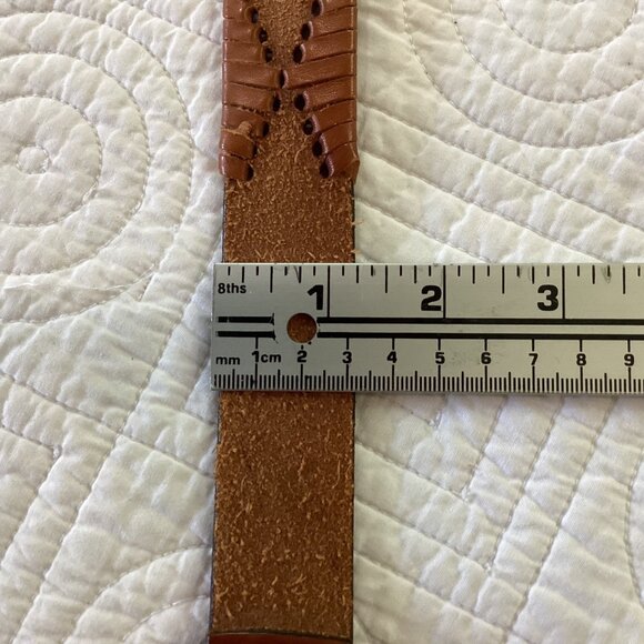 Levi’s Cowhide Leather Brown Belt Men’s Size 34 With Decorative Cutouts & Silver - Picture 16 of 16